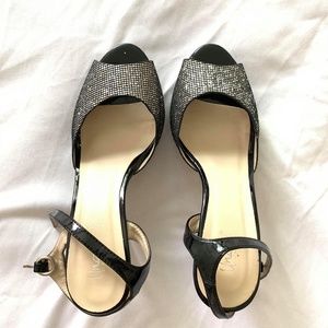 Black gliter Ankle strap heels